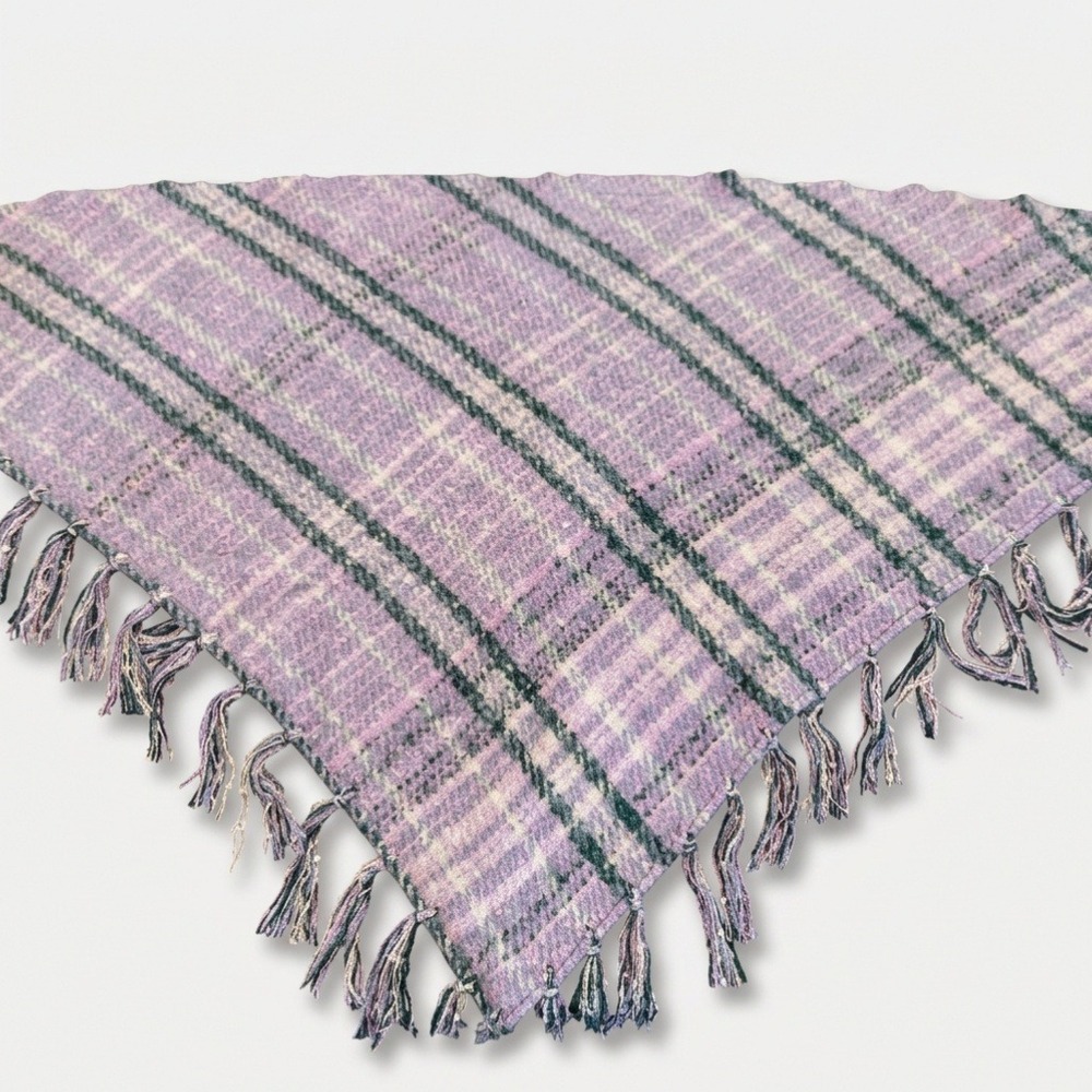 Vinceโ Camuto Plaid Triangle Scarf Purple Green Tassel Fringe Wrap OS NWT